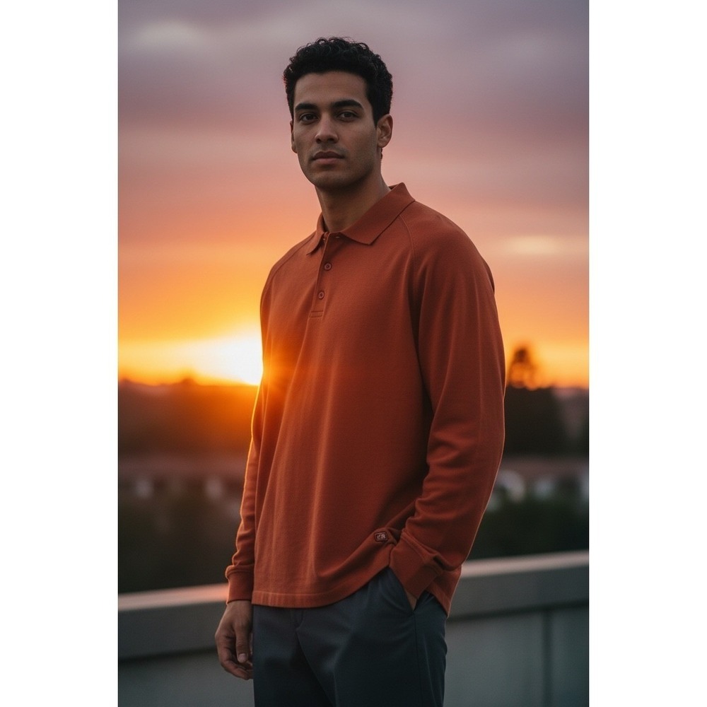 Tommy Bahama Men's Silk Blend Long Sleeve Polo Sweater Burnt Orange Size Large